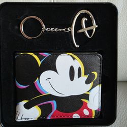 Disney Mickey Mouse Wallet & Keychain Set