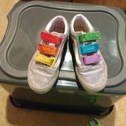 Vans Shoes Womens  RARE Flour Shop Silver Sparkle Glitter Rainbow Pride LGBTQ
