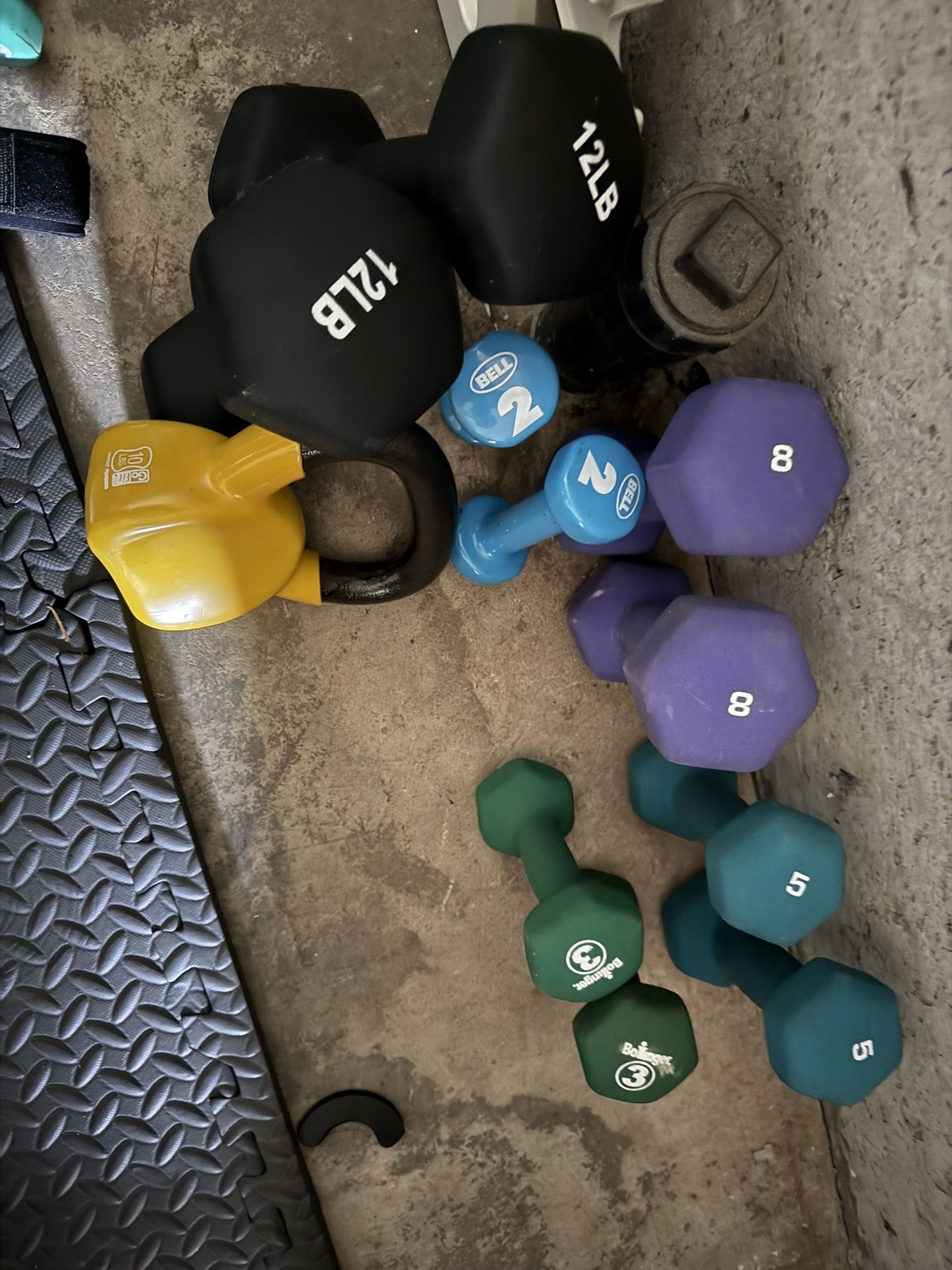 Various dumbbell weights