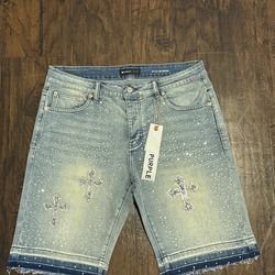 purple jeans ,rhinestones, light blue,size 36inc