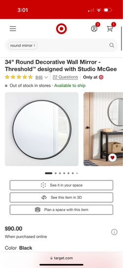 Round Black Mirror 34 inches  Threshold Studio McGee