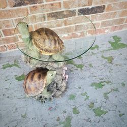 Detailed Turtle Side Accent Table Plant Stand 