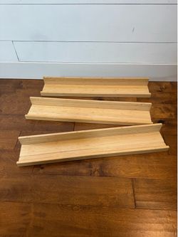 Wood Picture Ledge Shelf Set of 3 NO HANGING HARDWARE.