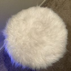 Faux Fur Adjustable Rolling Vanity Stool - White Plush Seat, Chrome Base