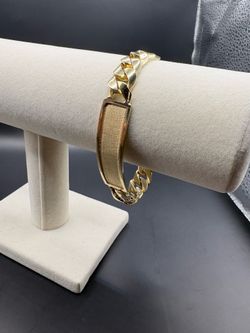14K Flat Cuban Link ID Bracelet 8.75” 12mm 40.22g