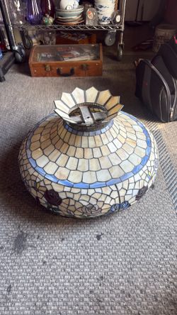 Large glass Tiffany style hanging lamp