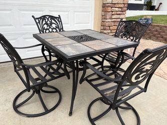 5-Piece Patio Dining Set with Tile Top Table