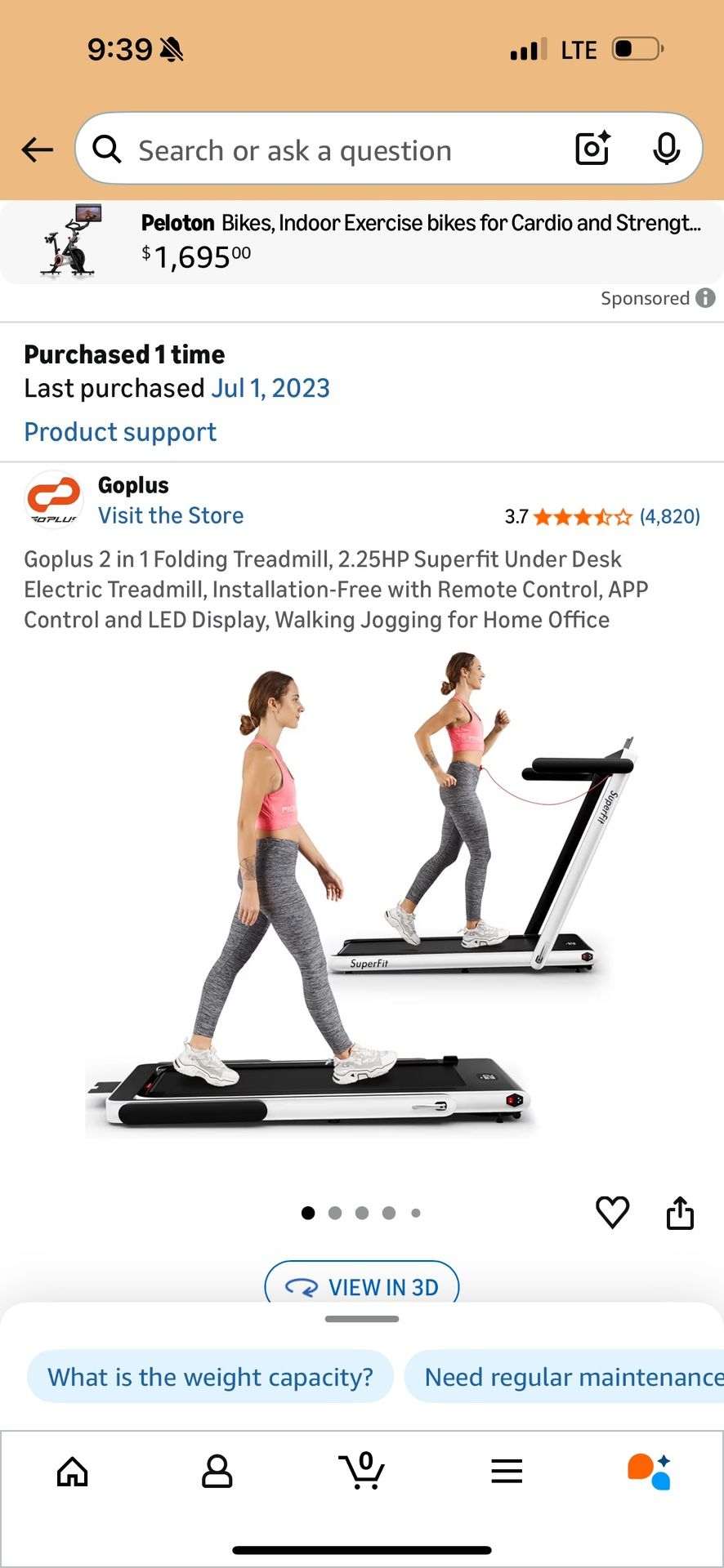 GoPlus 2 In 1 Folding Treadmill