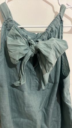 Sage Green Linen Tank Top Bow on the Back