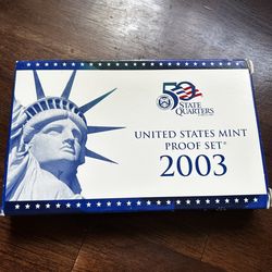 2003 US MINT SILVER PROOF SET 10 Coins COA