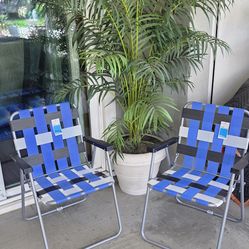 New Pair of Folding Web Strap Chairs