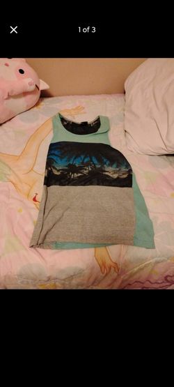 Tropical Print Color Block Tank Top