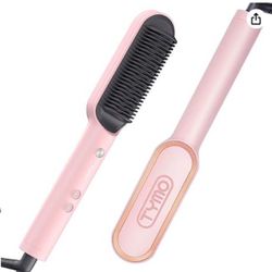 TYMO Ring Pink Hair Straightener Brush,20s Fast Heating & 5 Temp Settings & Anti-Scald