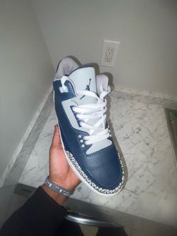 Air Jordan 3 Navy Blue and Grey Sneakers