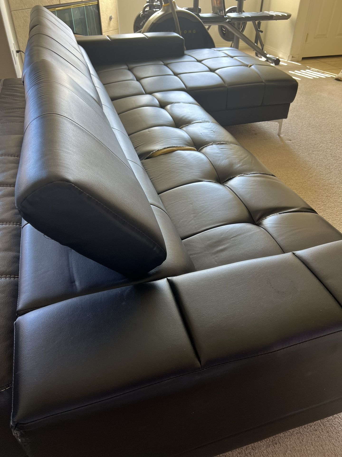 Modern Black Faux Leather Couch Adjustable for Sale in Las Vegas, NV OfferUp
