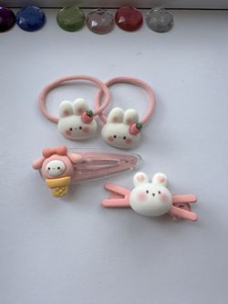 4 Pieces Baby Girl Hair Handmade Accessory Set Clips Bows, Hair Ties Ponytail Holders For Little Girls