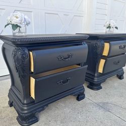 2 BLACK  FRENCH NIGHTSTANDS 