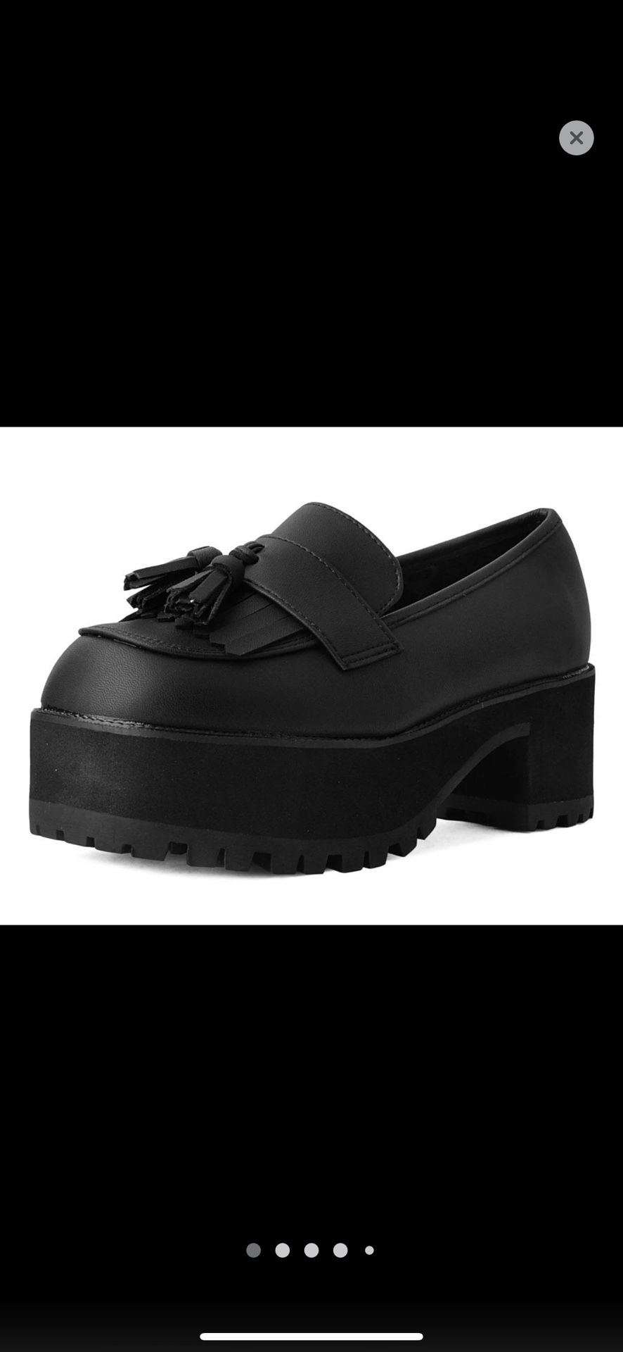 Black TUKskin Fringe Loafer Platform Shoes