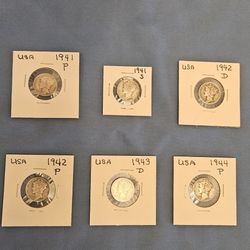 US Mercury Silver Dimes