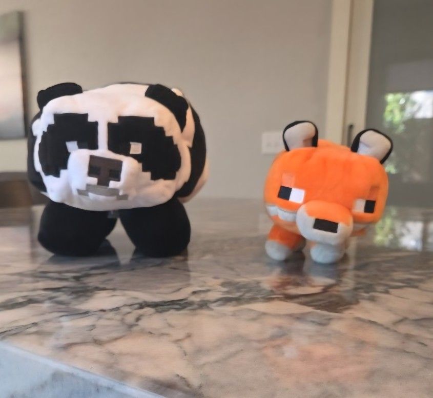 Minecraft Fox and Panda plushie, like new! $10 Each or $15 for Both
