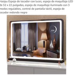 Vanity mirror with lights, 32 x 22 inch LED makeup mirror, illuminated makeup mirror with 3 adjustable modes, touch screen control, black round vanity