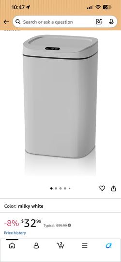 Brand New Smart Touchless Motion Sensor Trash Can - Milky White