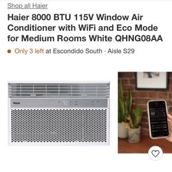 OBO Haier 8000 BTU 115V Window Air Conditioner with WiFi and Eco Mode for Medium Rooms White
