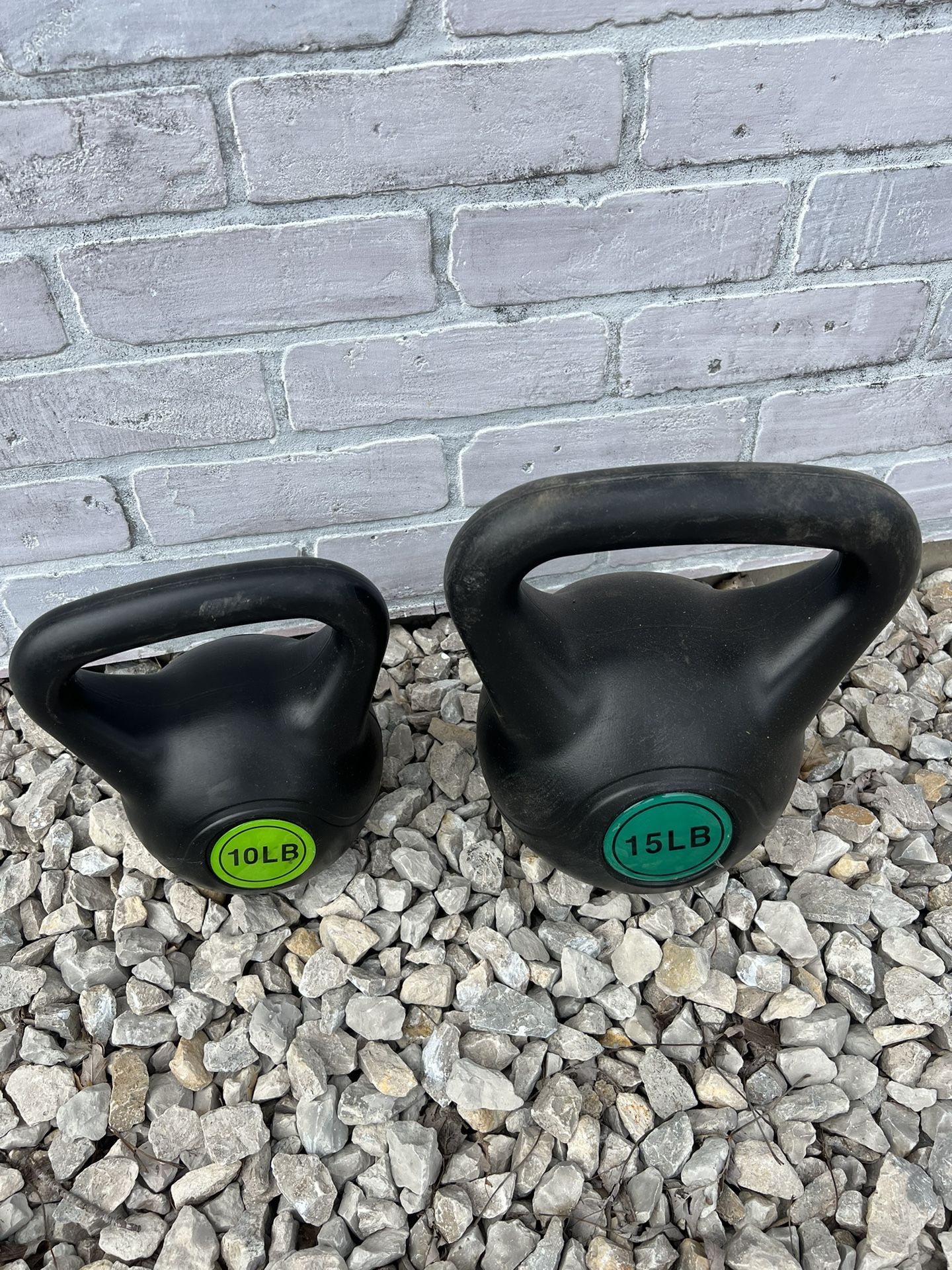 10LB & 15LB Plastic Vinyl Kettlebell Weight Set