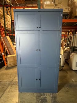 New 80”x41” Kitchen Pantry Cabinet w/ 2 Power Outlets Modern Large Freestanding Cupboard w/ Microwave Stand