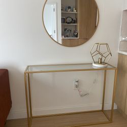 Gold Console table And Round Wall Mirror set