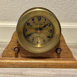Vintage Nautical Maritime Brass Porthole Ship’s Time Quartz Clock