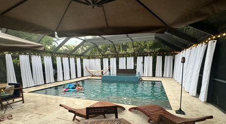 Outdoor Privacy Curtains – Approx. 30 Panels + Poles & Magnetic Ties Included