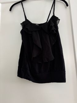 Express Black Ruffle Cami with Adjustable Straps