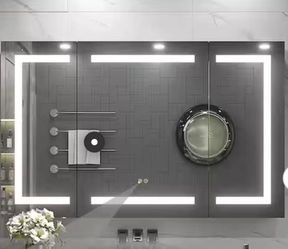 New-48 in. W x 30 in. H Rectangular LED Lighted Anti-Fog Tempered Glass Aluminum Medicine Cabinet with Mirror In Silver
