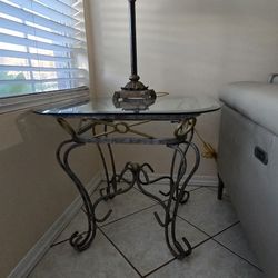 Metal glass wine rack, Glass End Tables, Glass Coffee Table.