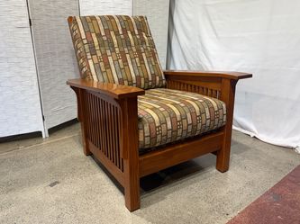 Sturdy Wood Cabin Armchair w/ Adjustable Recline