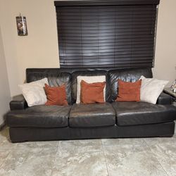 2 Premium Leather Sofas (Includes Pillows)