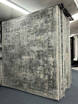 Large Gray Distressed Area Rug