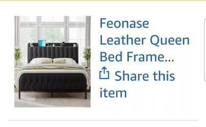 Feonase Leather Queen Bed Frame