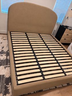 Upholstered Bed Frame with Curved Headboard