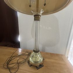 Antique Glass & Brass Table Lamp