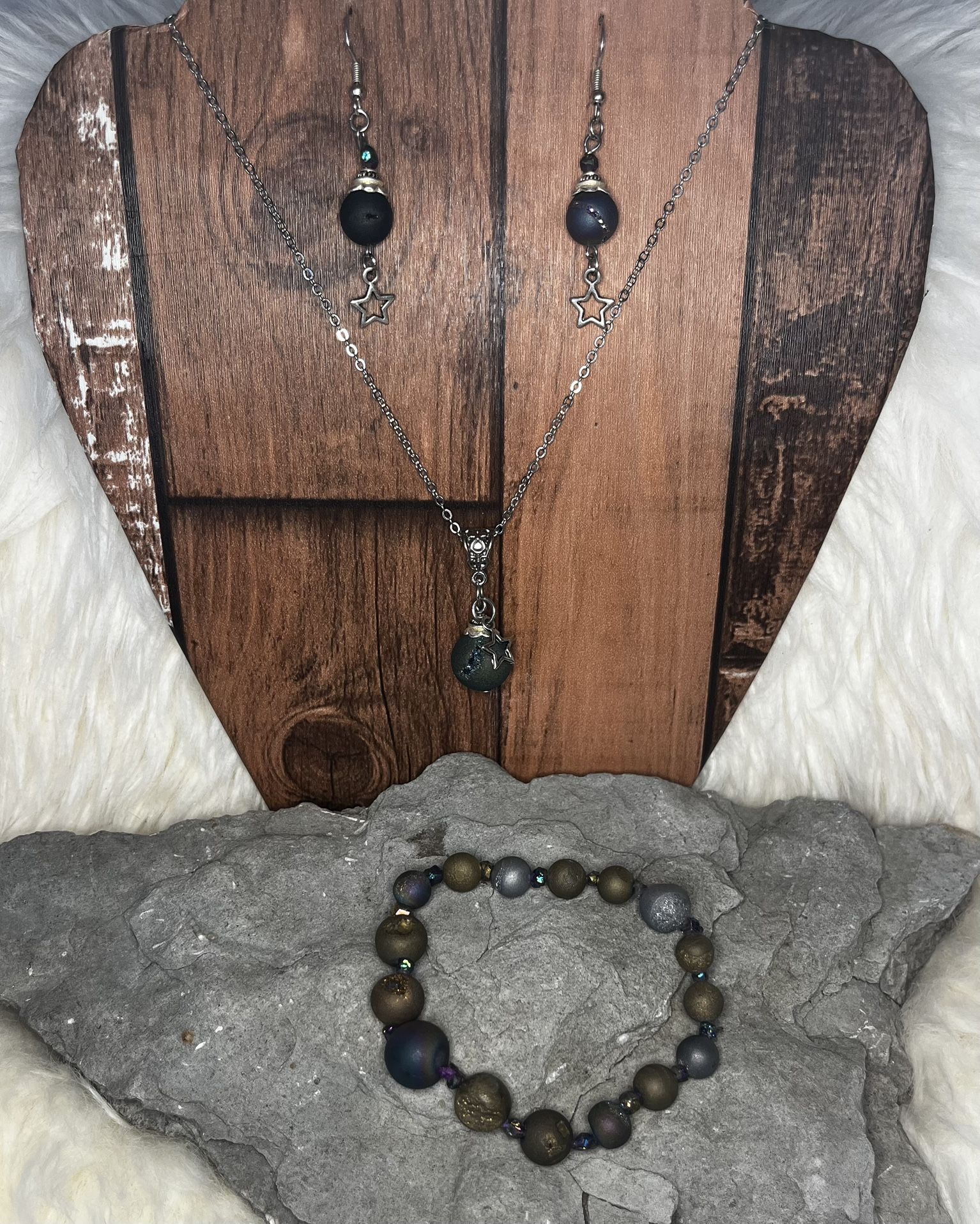 Necklace bracelet, and earrings set