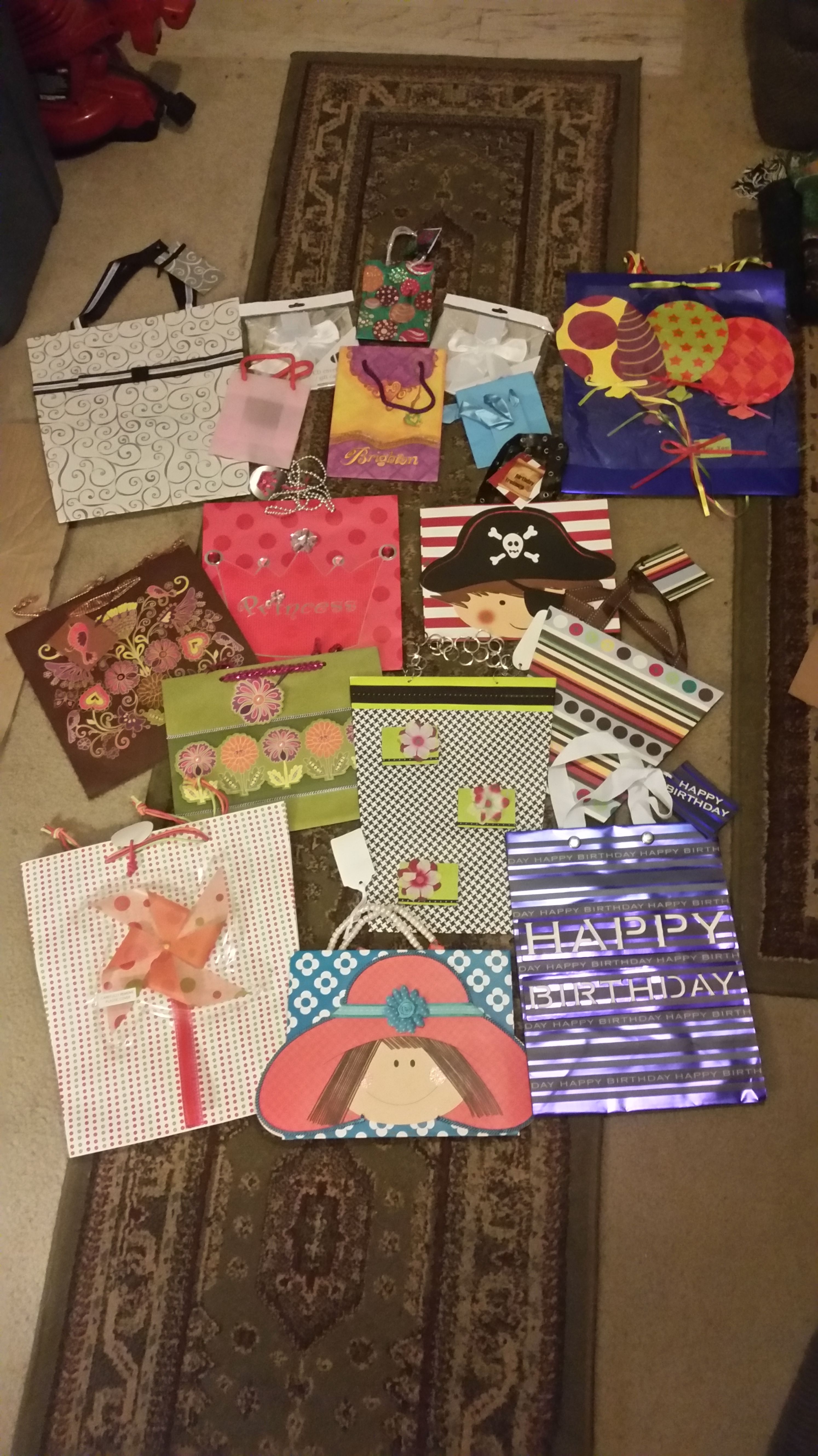 26 Birthday gift bags large to small