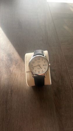 Timex Watch with Black Leather Strap