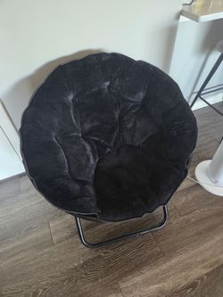 Black Fuzzy Saucer Chair