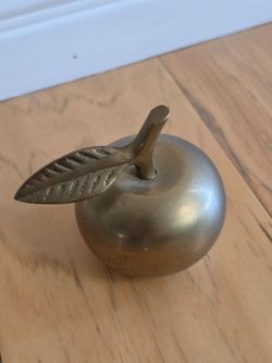 Vintage Brass Apple Bell With Leaf.