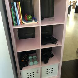 IKEA Pink Shelf Unit Kallax With 2 Boxes