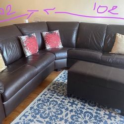 Cow leather sectional couch 