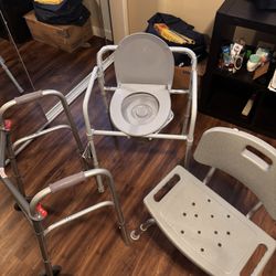 Toilet Chair,walker, Shower Chair Bundle 