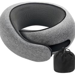 Memory Foam Neck Travel Pillow, Neck Pillow Airplane with MagicStrap – Adjustable Ergonomic Travel Pillow for Office/Airplane/Car, Washable Co